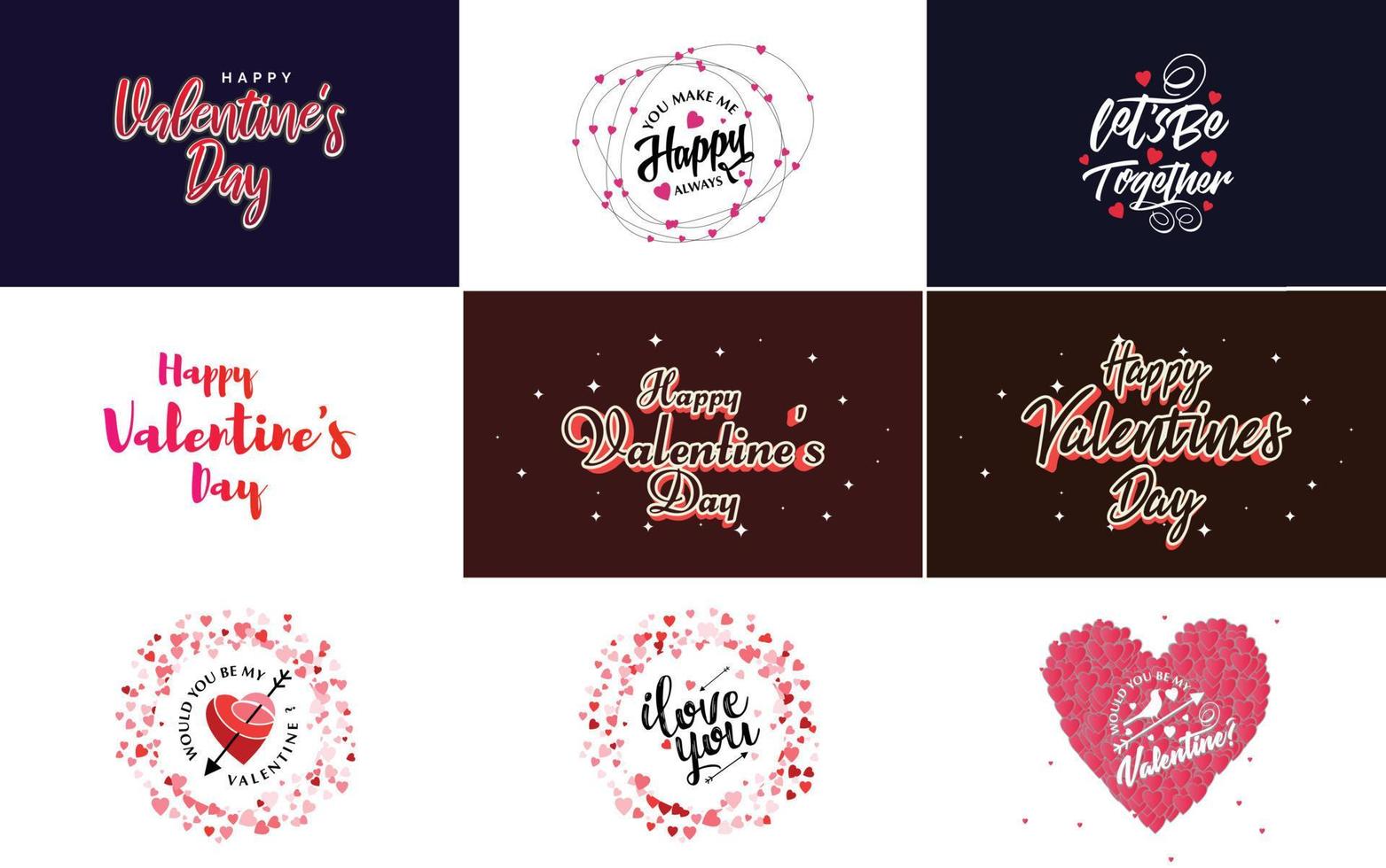 Happy Valentine's Day typography poster with handwritten calligraphy text. isolated on white background vector illustration