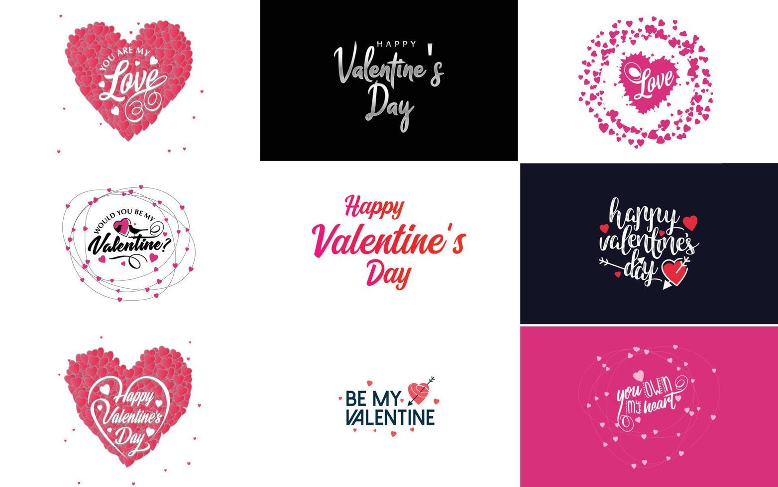 Happy Valentine's Day typography poster with handwritten calligraphy text. isolated on white background vector illustration