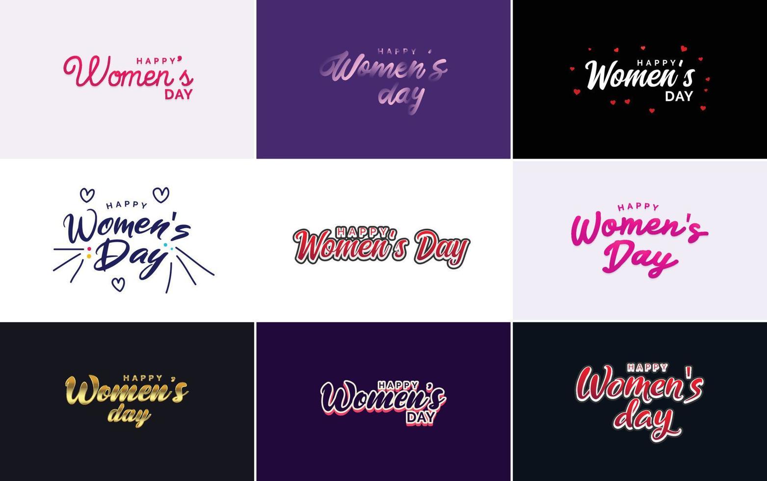 Happy Women's Day design with hearts featuring a gradient color scheme vector