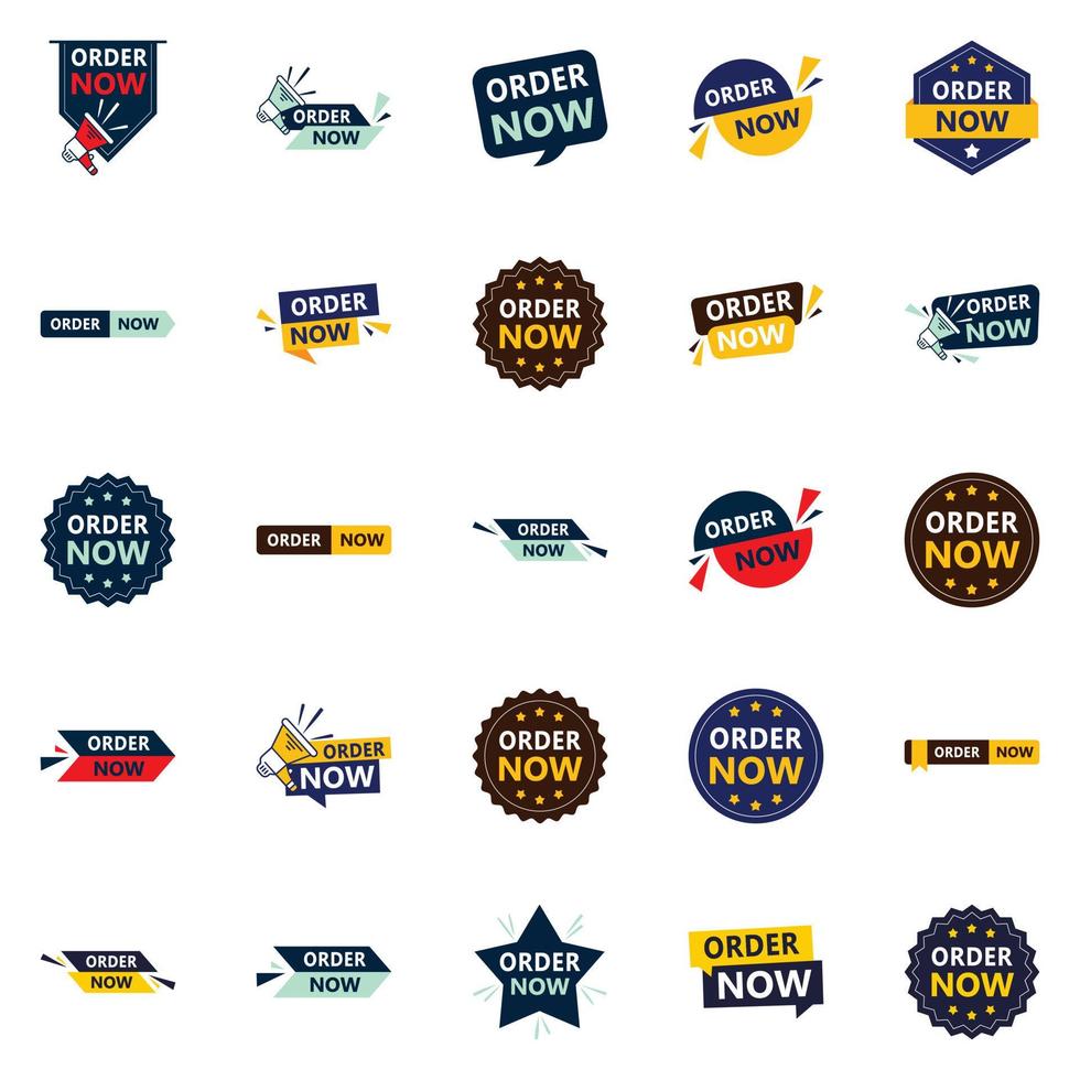 Grab Customers Attention with Our Pack of 25 Order Now Banners vector