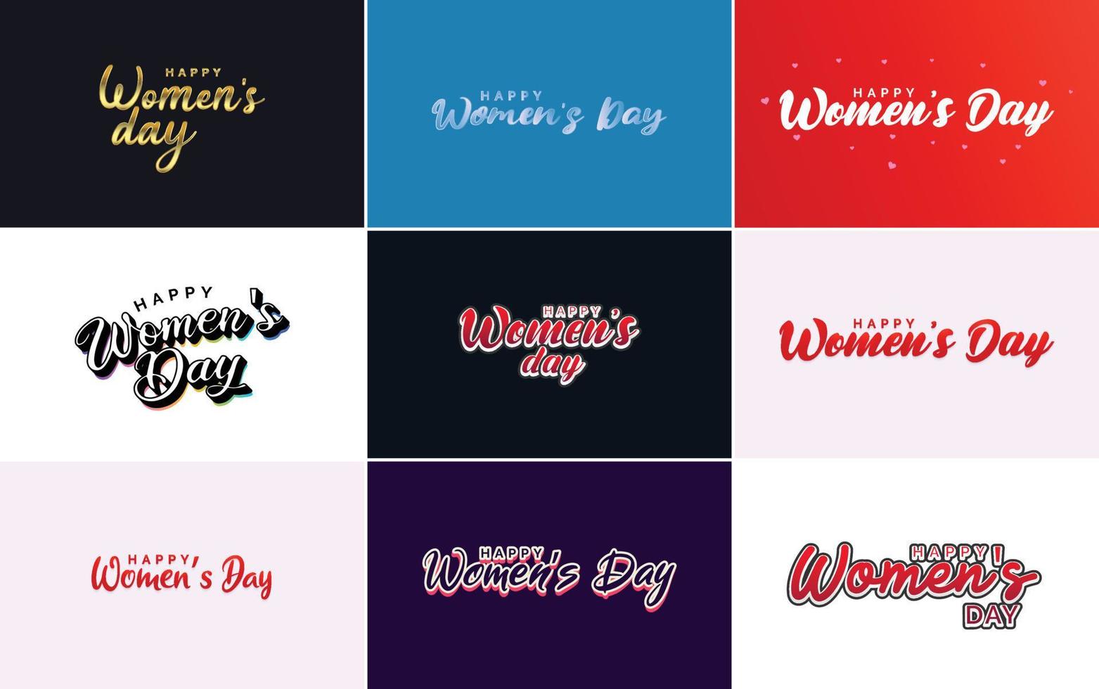 Happy Women's Day typography design with a pastel color scheme and a geometric shape vector illustration