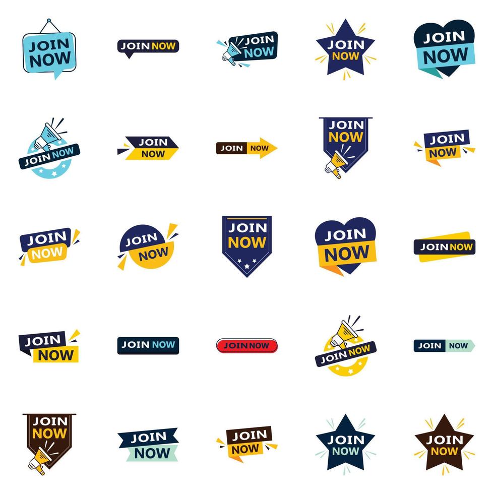 Join Now 25 Fresh Typographic Elements for a modern recruitment campaign vector