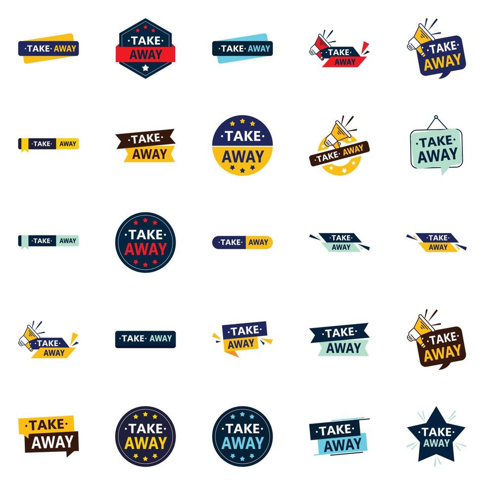 25 Customizable Vector Designs in the Take Away Pack Perfect for Food Outlets and Restaurants