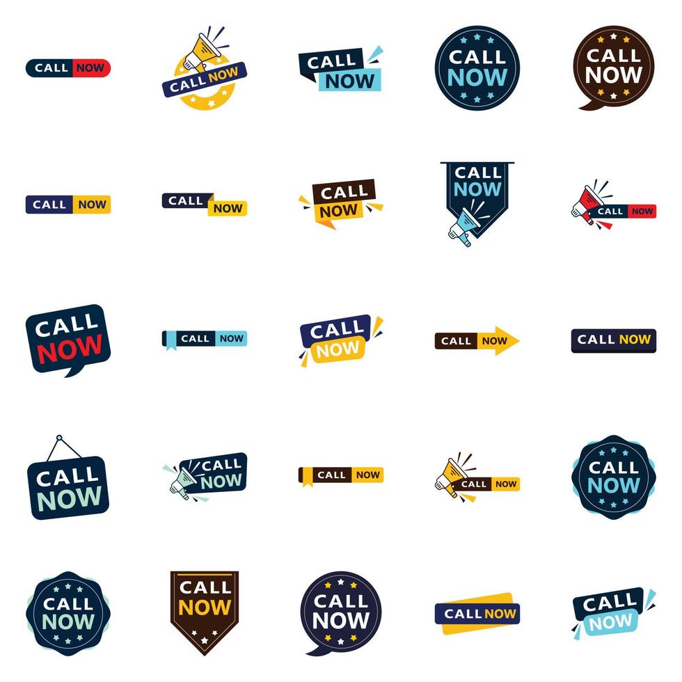 Call now 25 Eye catching Typographic Banners for calling vector