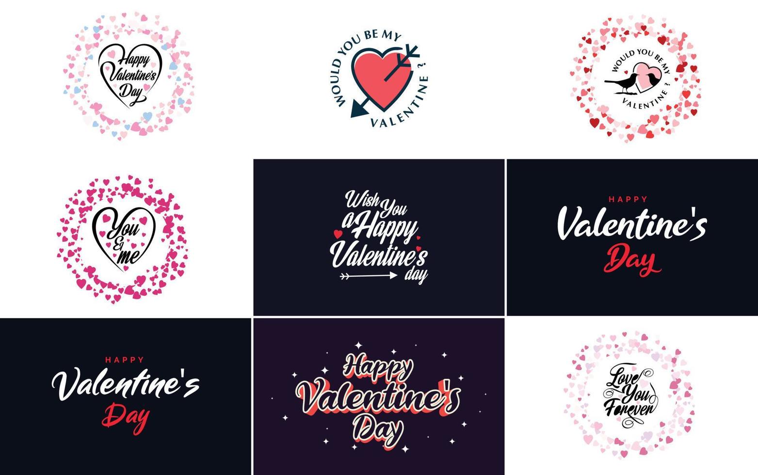 Happy Valentine's Day typography poster with handwritten calligraphy text. isolated on white background vector illustration