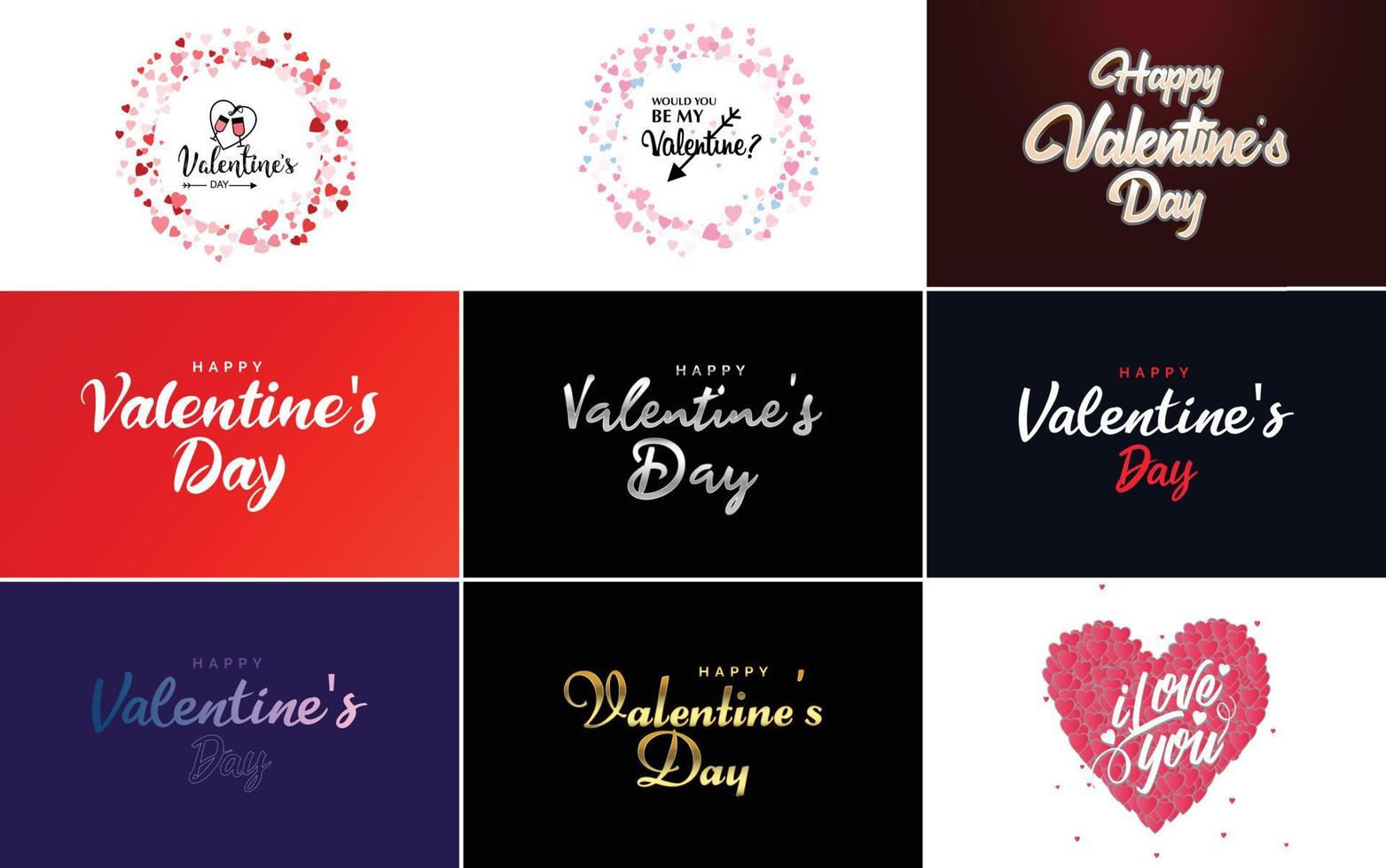 Love words hand-drawn lettering and calligraphy with cute hearts. Valentine's Day template or background suitable for use in Love and Valentine's Day concepts vector