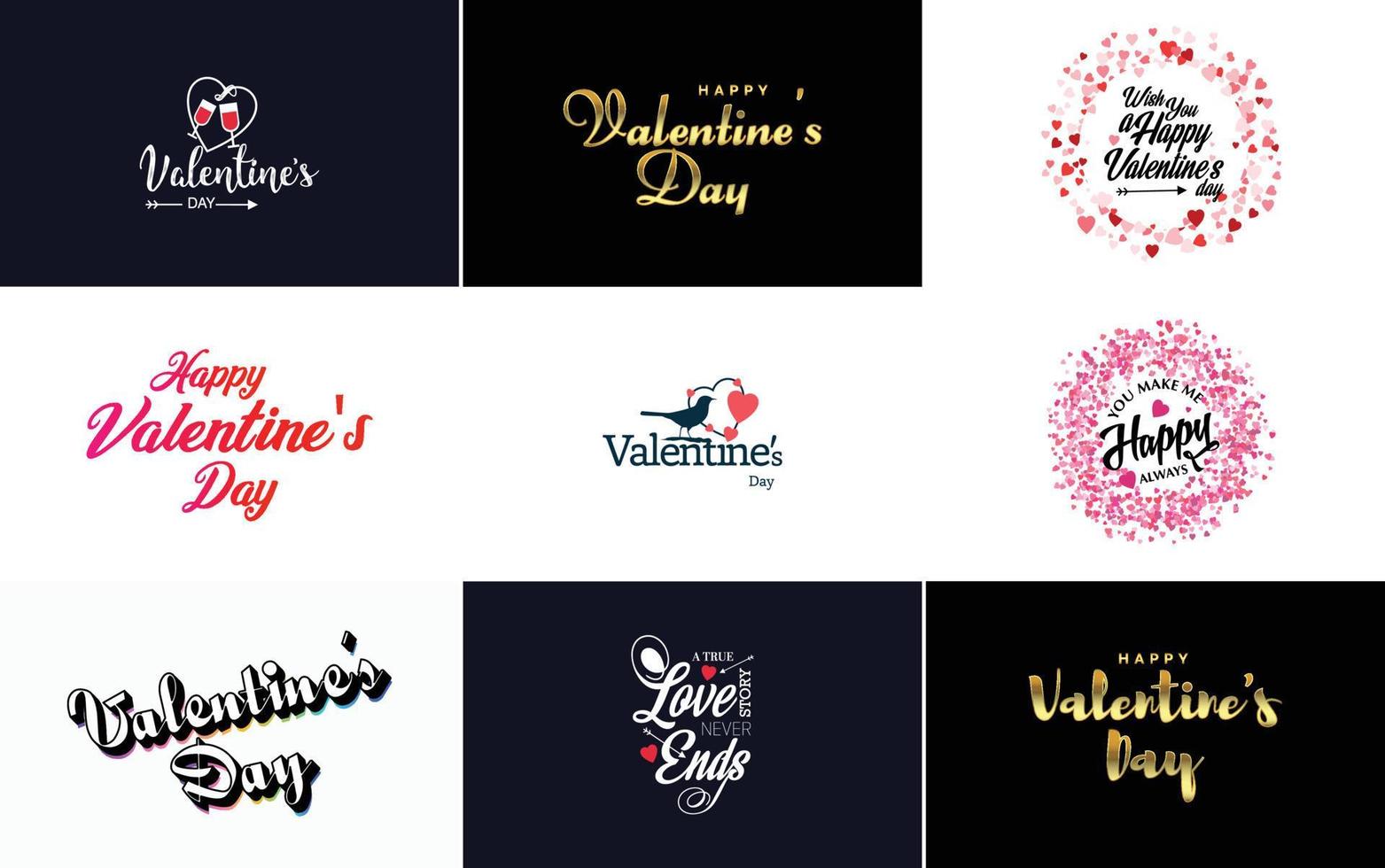 plantilla de banner de feliz día de san valentín con un tema romántico y un esquema de color rosa y rojo vector