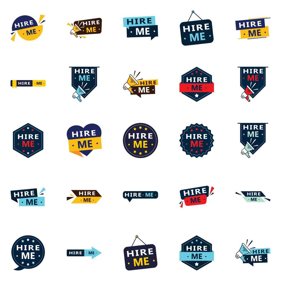 Grab Employers Attention with Our Pack of 25 Hire Me Banners vector