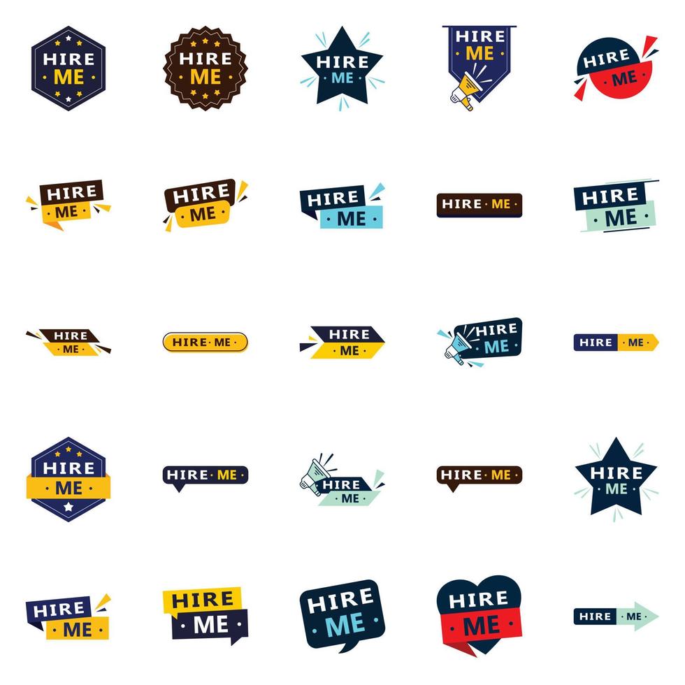 Make a Great First Impression with Our Pack of 25 Hire Me Banners vector