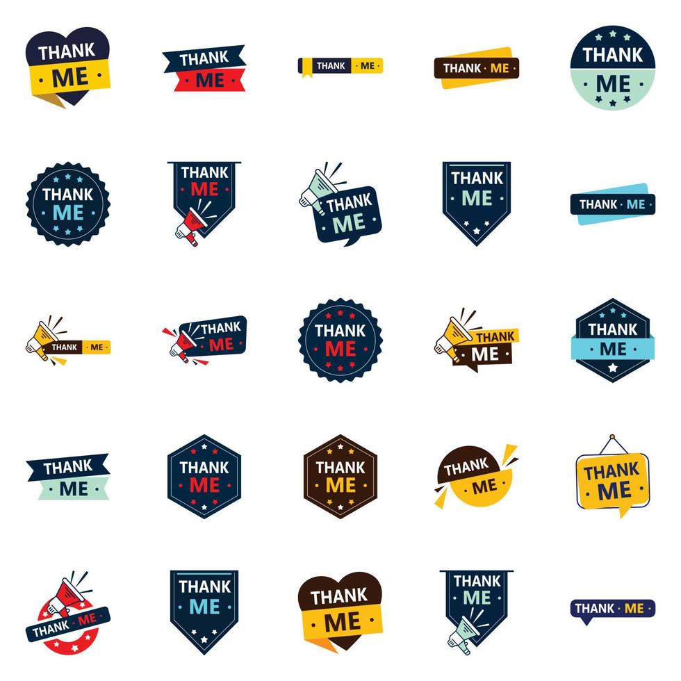 Get More Recognition with Our Pack of 25 Thank Me Banners vector