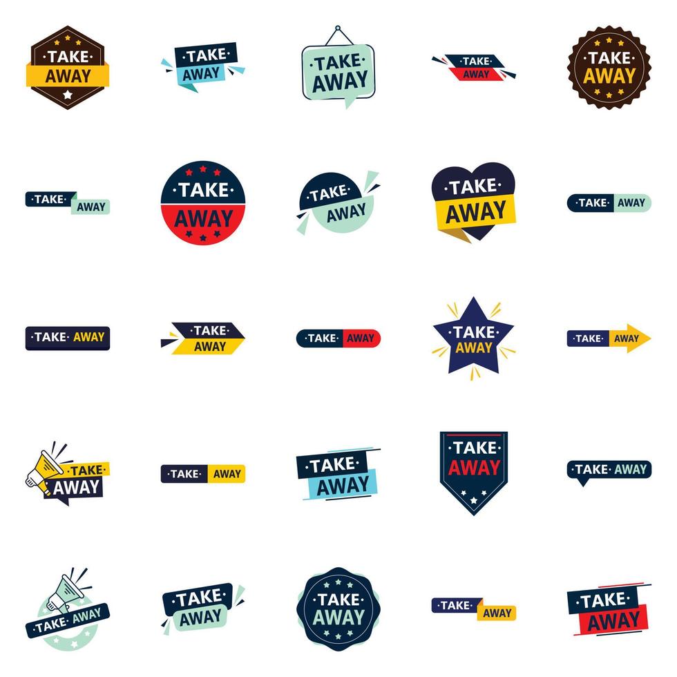 25 Editable Vector Designs in the Take Away Bundle Perfect for Personalized Food Promotion Campaigns