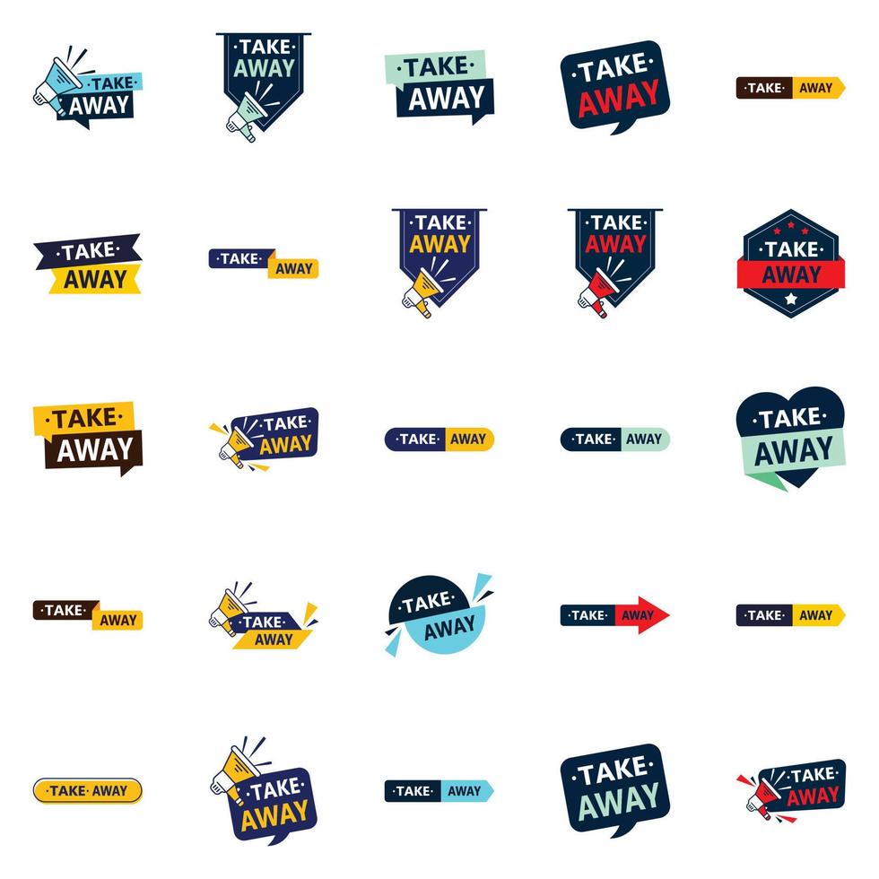 25 Customizable Vector Designs in the Take Away Bundle Perfect for Food Outlet Promotions and Advertising