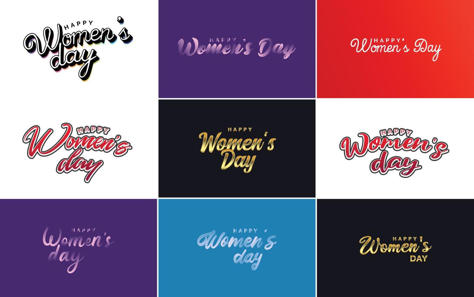 March 8th typographic design set with Happy Women's Day text vector