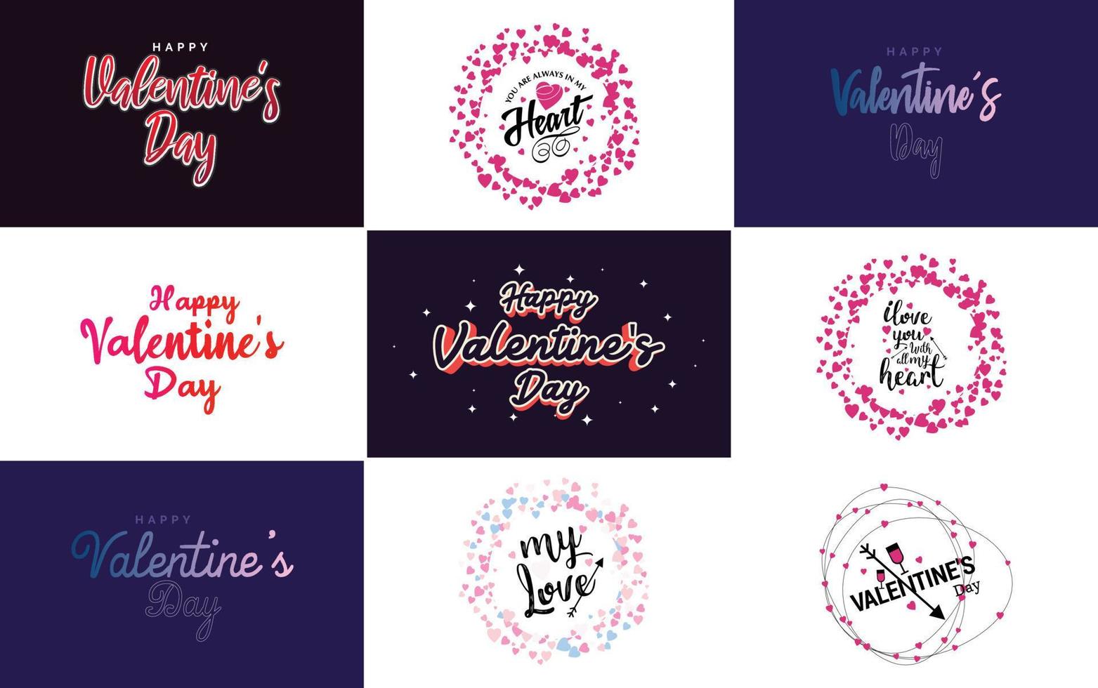 Happy Valentine's Day typography poster with handwritten calligraphy text. isolated on white background vector illustration