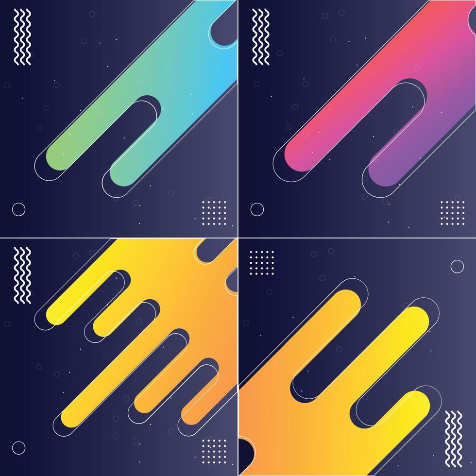 Dynamic Shapes Compositions Pack of 4 with Shining Stripes Creative Templates vector