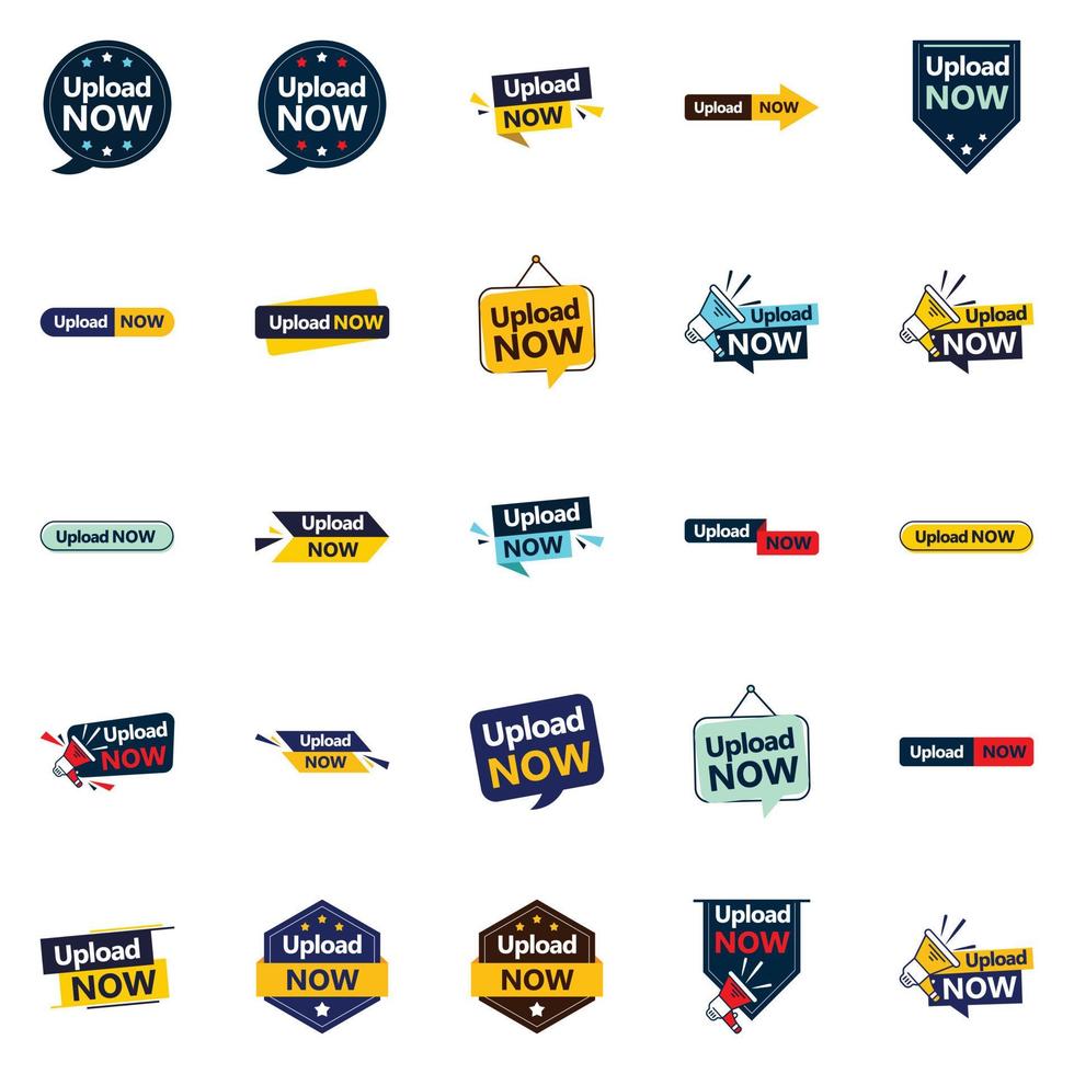25 Editable Vector Designs in the Upload Now Bundle Perfect for Personalized Marketing and Sales Campaigns