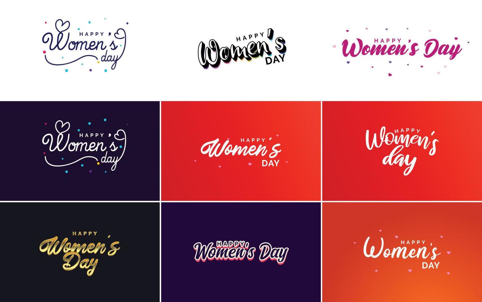 Set of cards with International Women's Day logo and a bright. colorful design vector