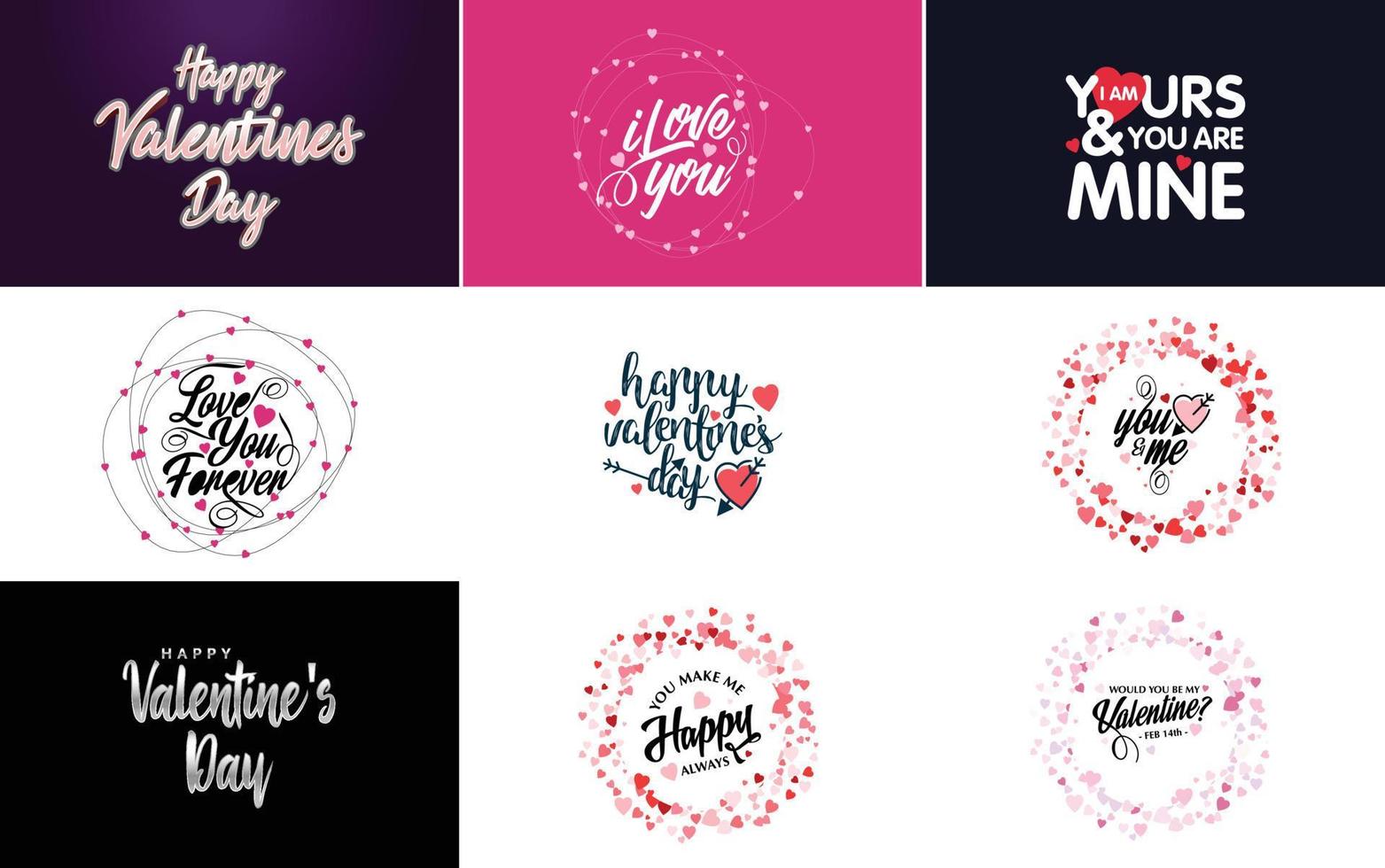Valentine's Day lettering typography poster with hearts vector