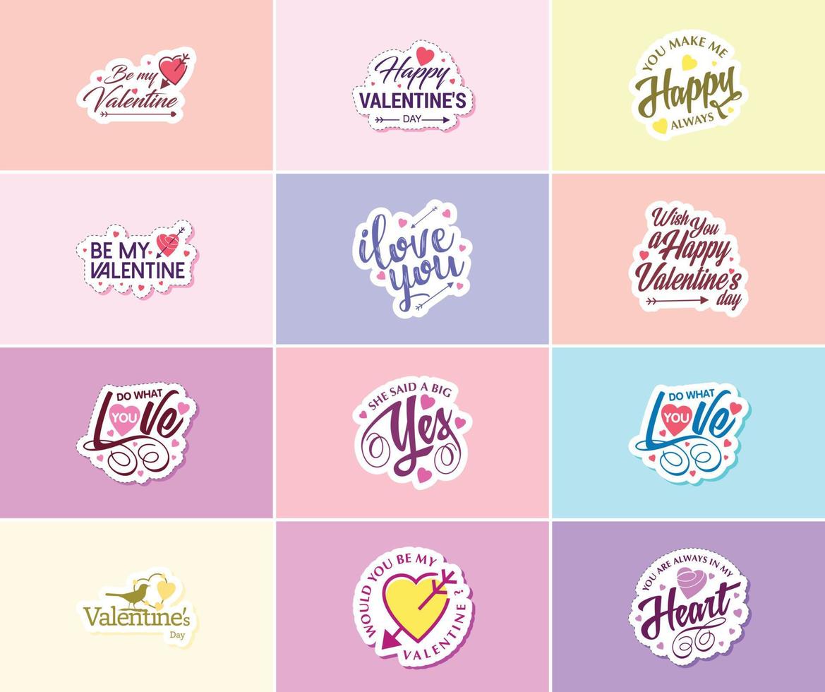Heartwarming Valentine's Day Typography and Graphics Stickers vector
