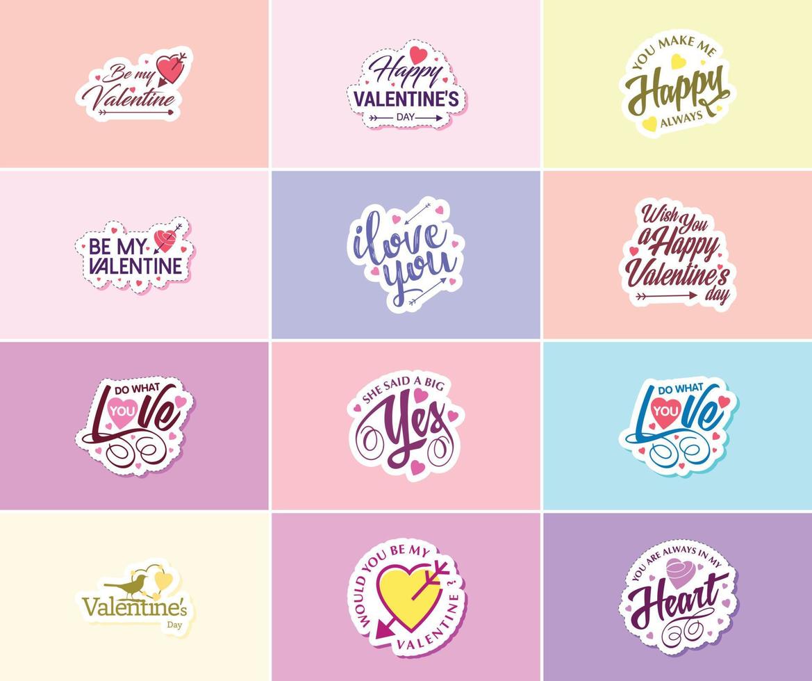 Heartwarming Valentine's Day Typography and Graphics Stickers vector