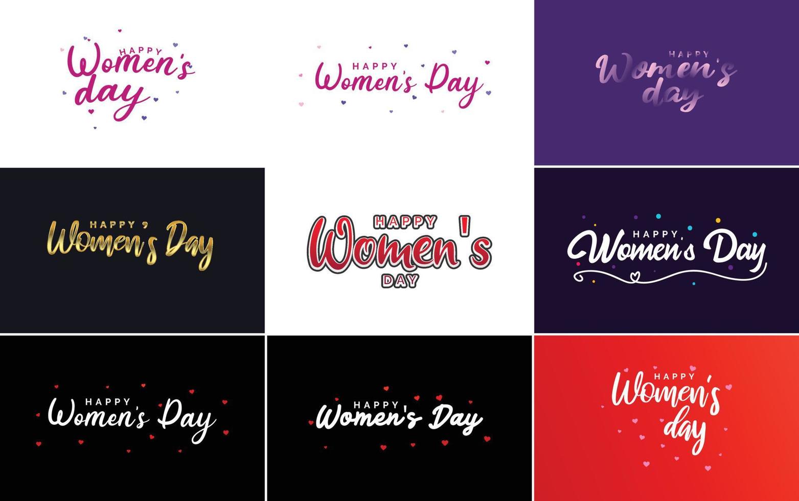 International Women's Day lettering with a love shape. suitable for use in cards. invitations. banners. posters. postcards. stickers. and social media posts vector