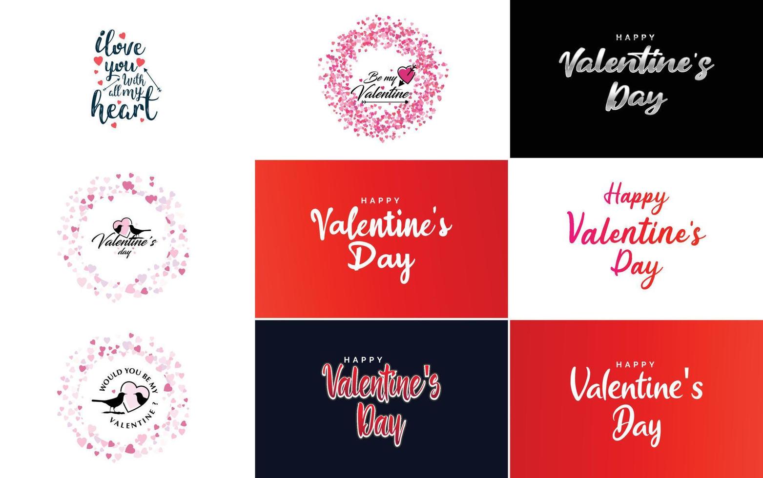 Happy Valentine's Day hand lettering calligraphy text and heart. isolated on white background vector illustration