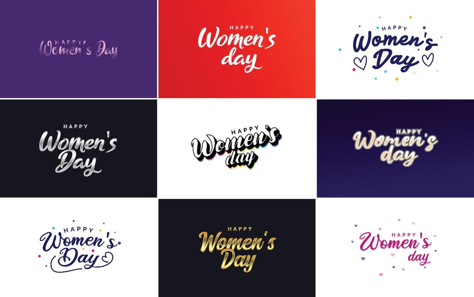 conjunto de tarjetas del día internacional de la mujer con un logotipo y un esquema de color degradado vector