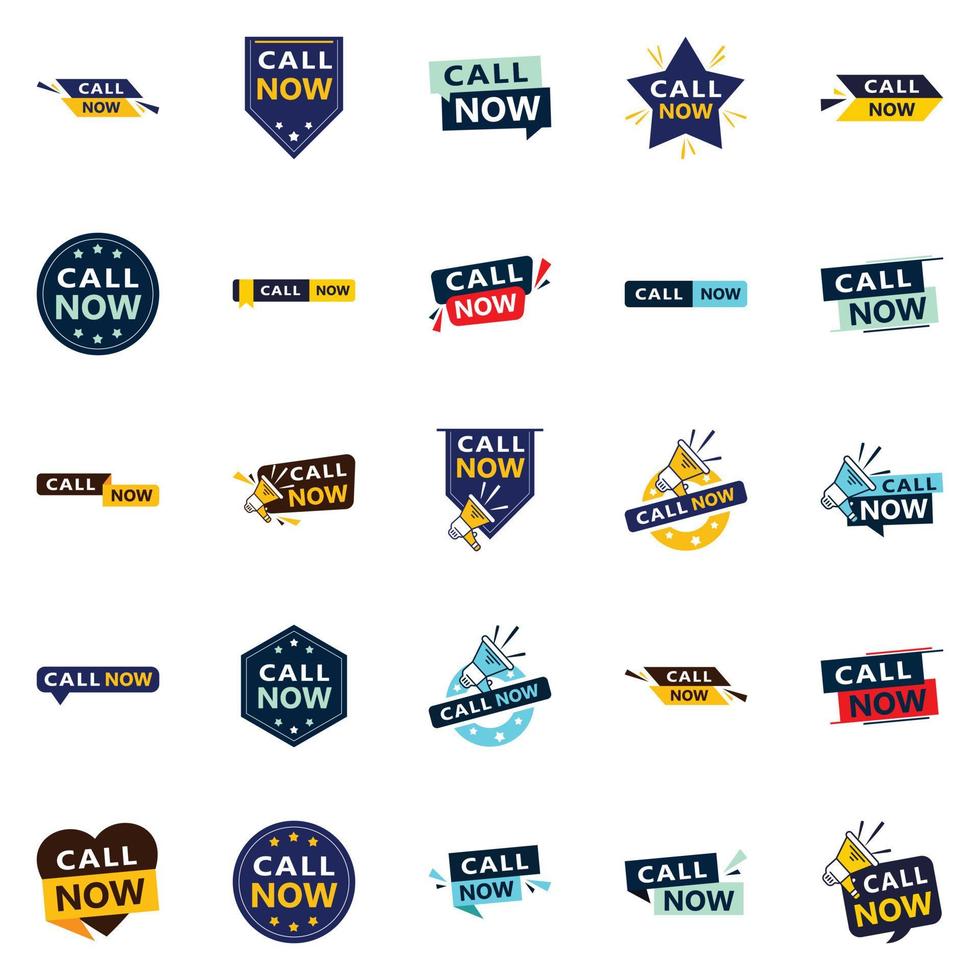 25 Professional Typographic Designs for encouraging calls Call Now vector