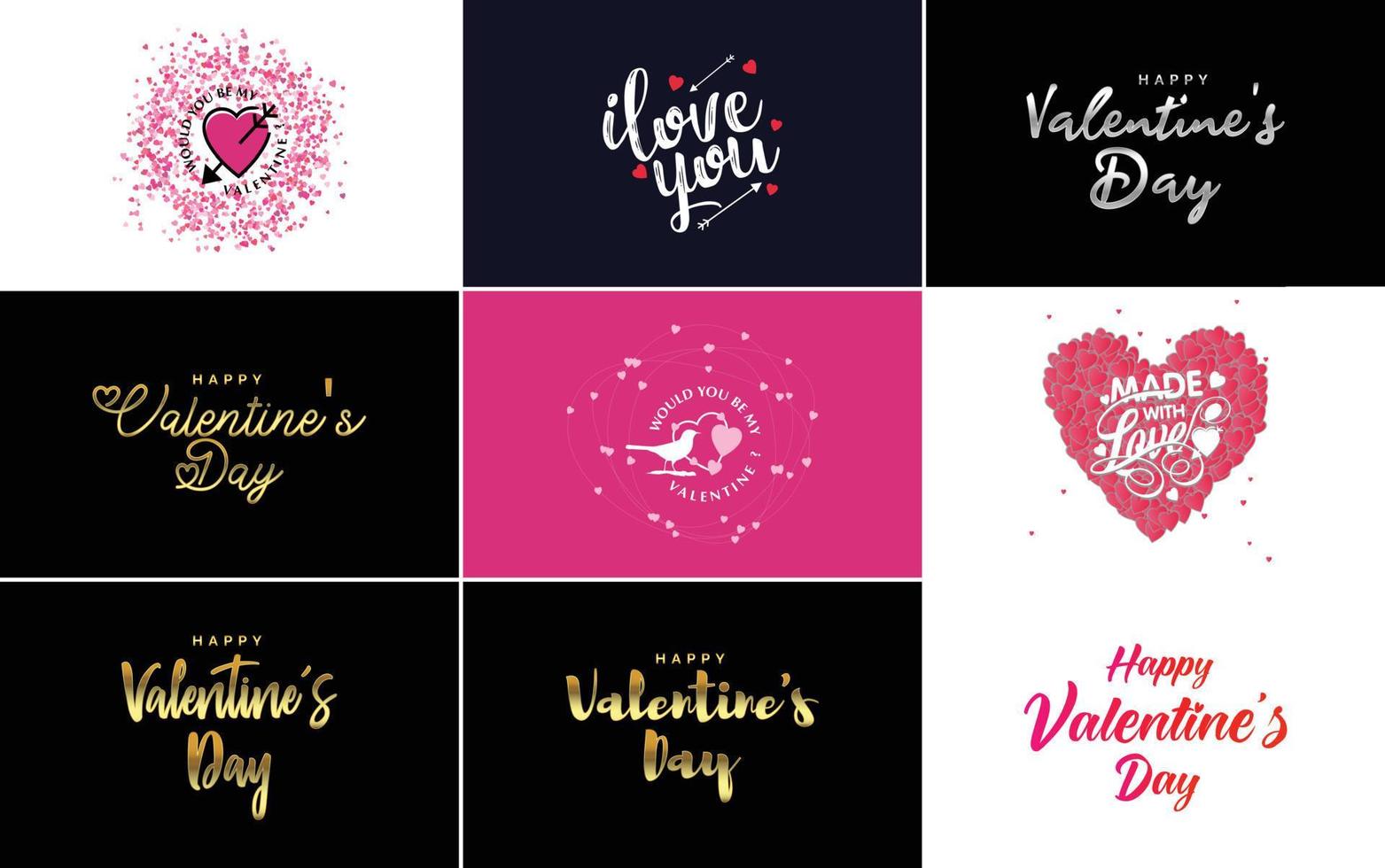 Happy Valentine's Day typography poster with handwritten calligraphy text. isolated on white background vector illustration