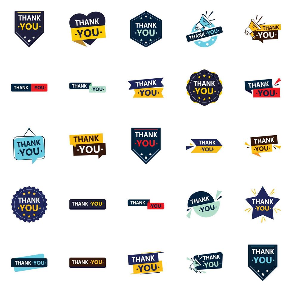 Thankyou 25 High quality Vector Icons for a premium and high end thank you message