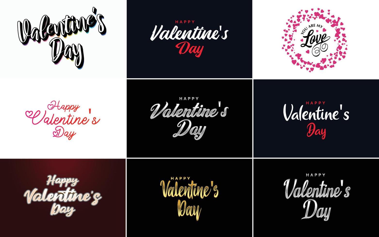 Love words hand-drawn lettering and calligraphy with cute hearts. Valentine's Day template or background suitable for use in Love and Valentine's Day concept vector