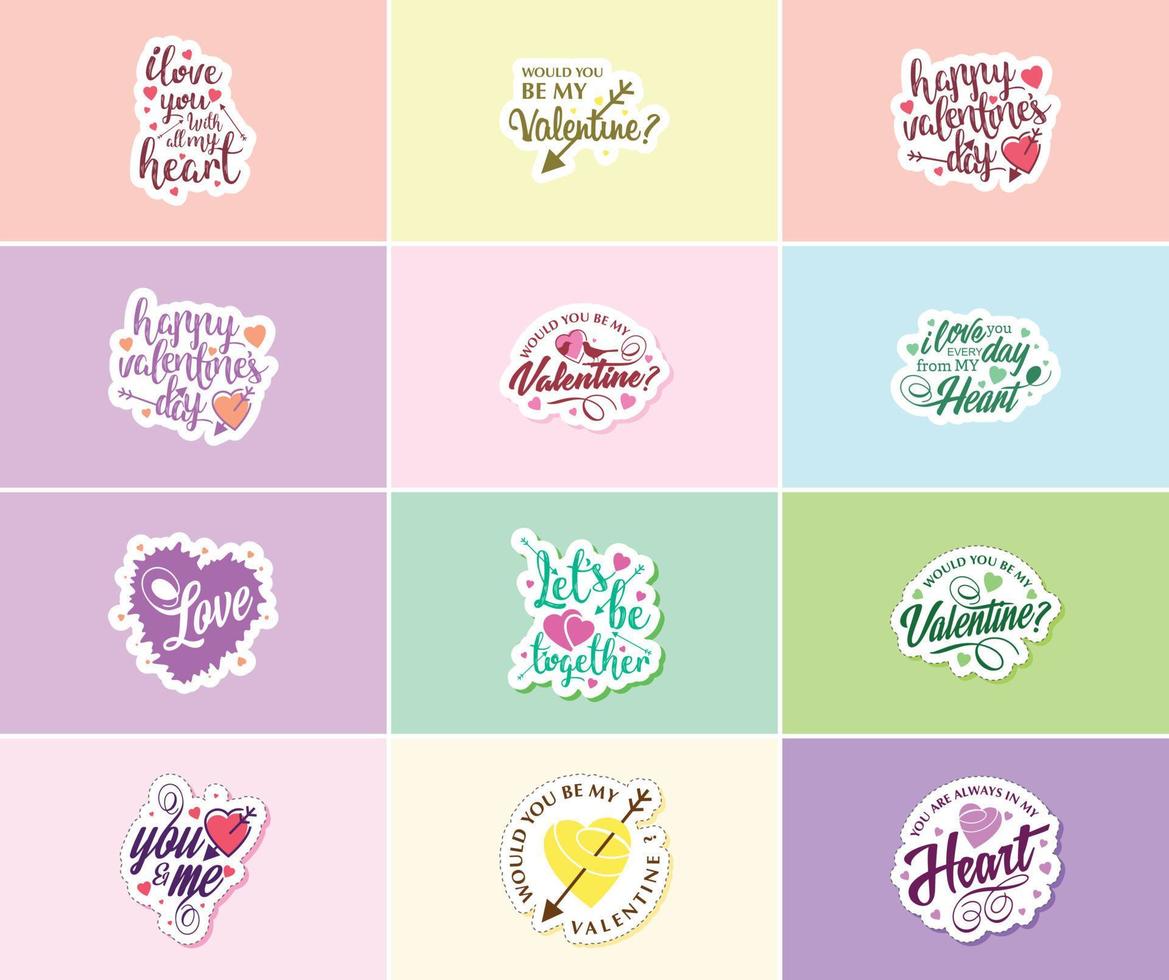 Celebrate Your Love with Beautiful Typography Stickers vector