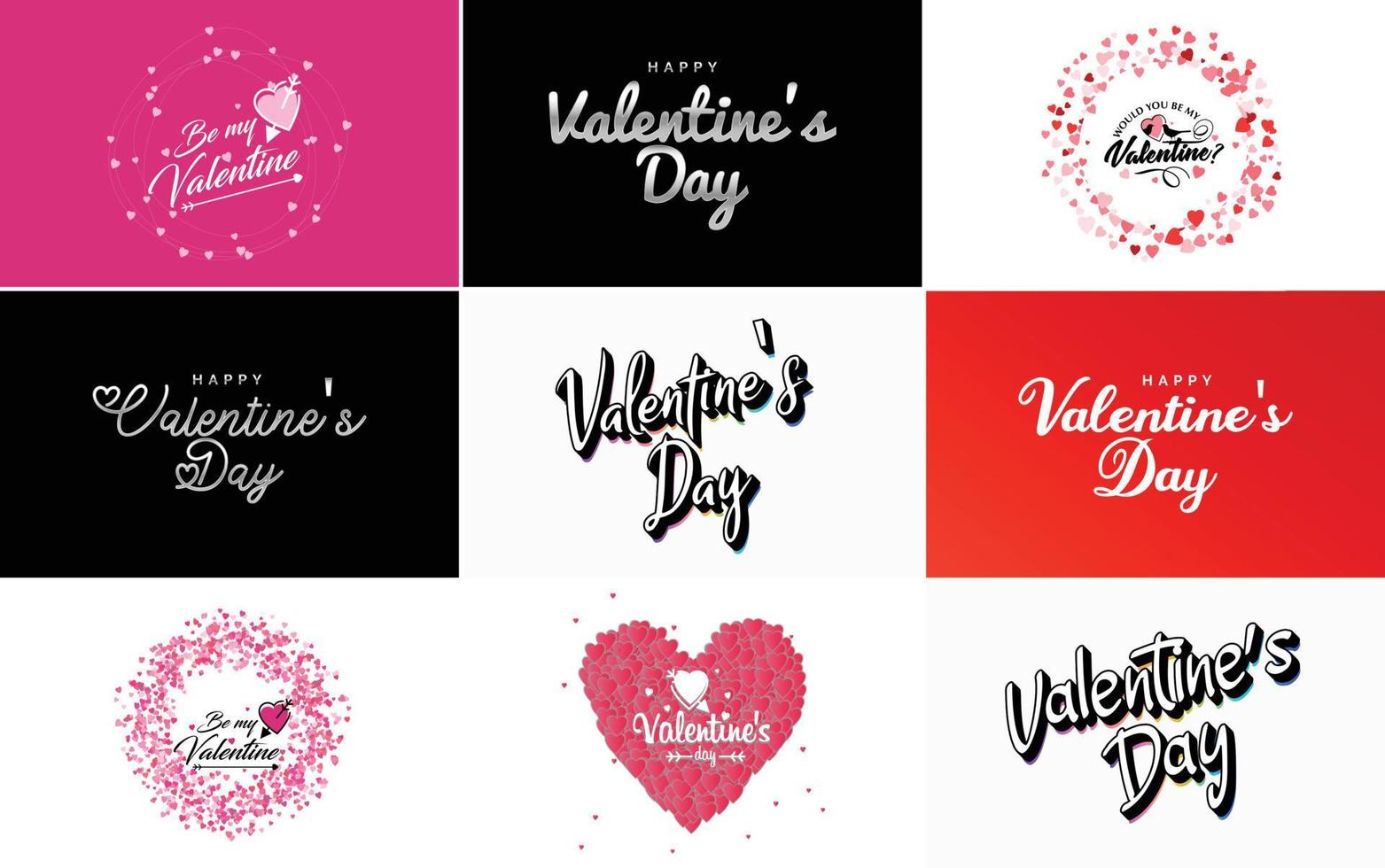Happy Valentine's Day greeting card template with a romantic theme and a red and pink color scheme vector