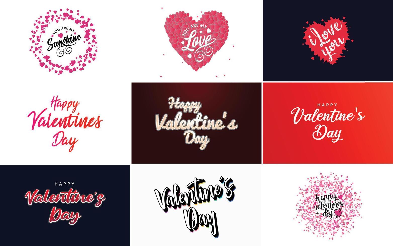 Lettering for Valentine's Day and pink hearts on white background vector illustration suitable for use in design of cards. banners. logos. flyers. labels. icons. badges. and stickers