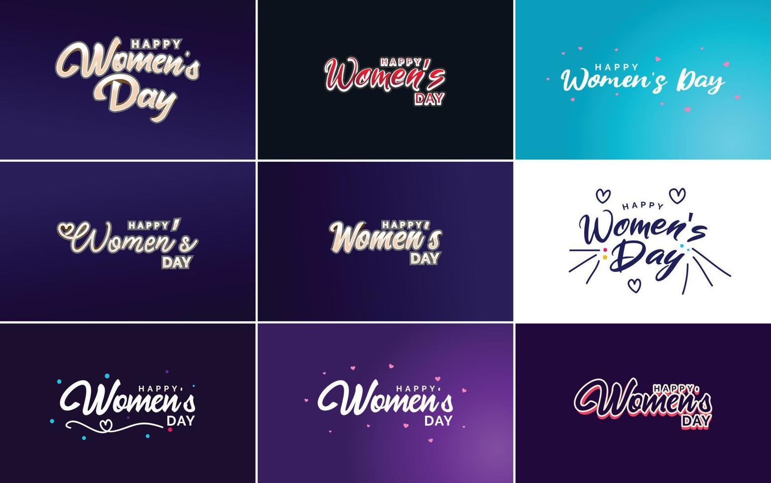 juego de tarjetas con el logo del día internacional de la mujer y un brillante. diseño colorido vector