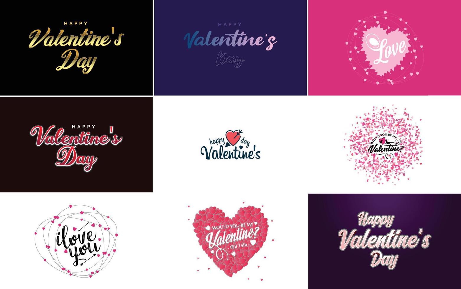 Happy Valentine's Day typography design with a heart shapes and a gradient color scheme vector