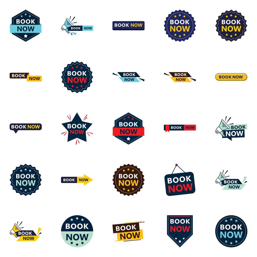 Grab Customers Attention with Our Pack of 25 Book Now Banners vector