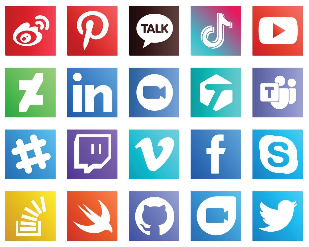 20 Elegant Social Media Icons such as video. professional. video. linkedin and video icons. Fully customizable and high quality vector