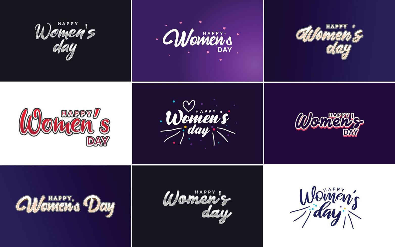 conjunto de tarjetas del día internacional de la mujer con un logotipo vector