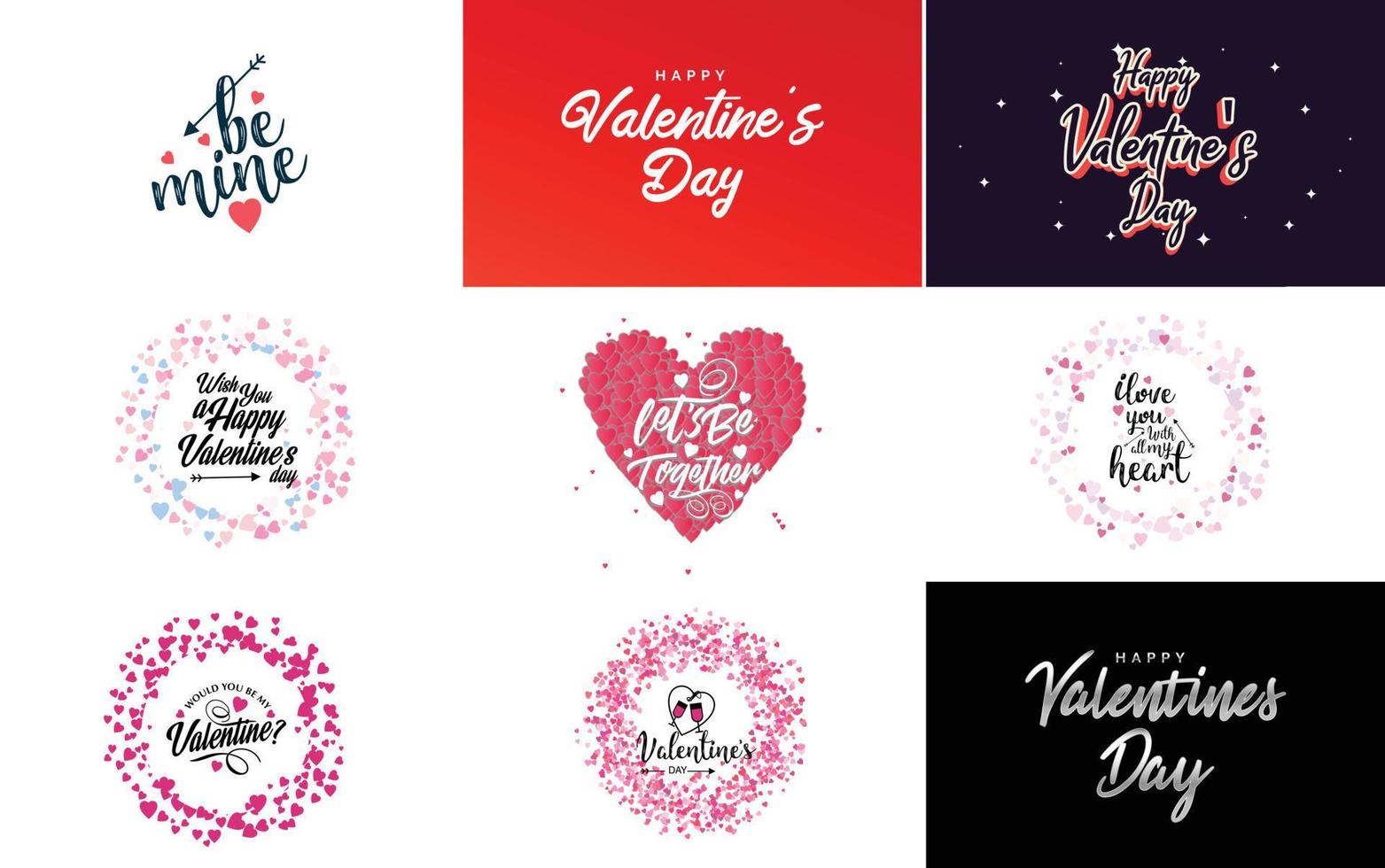 Happy Valentine's Day typography poster with handwritten calligraphy text vector