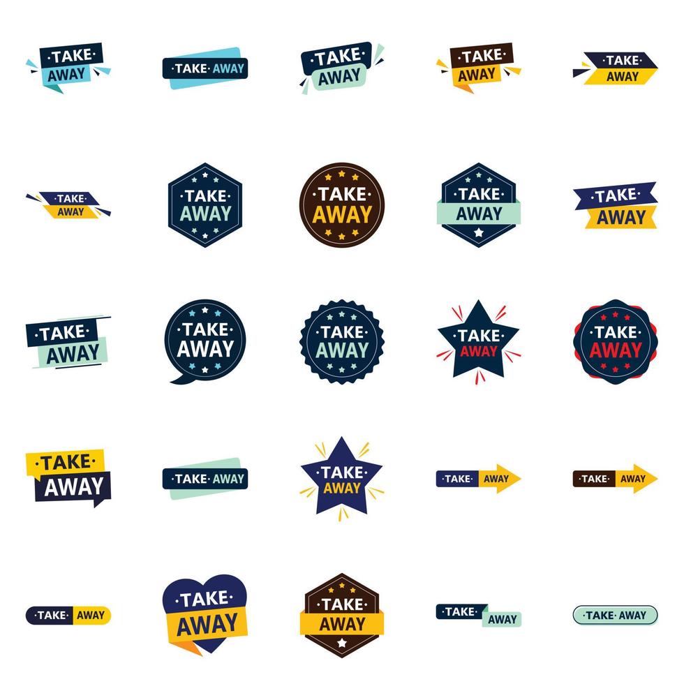 25 Customizable Vector Designs in the Take Away Bundle Perfect for Food Delivery Service Advertising
