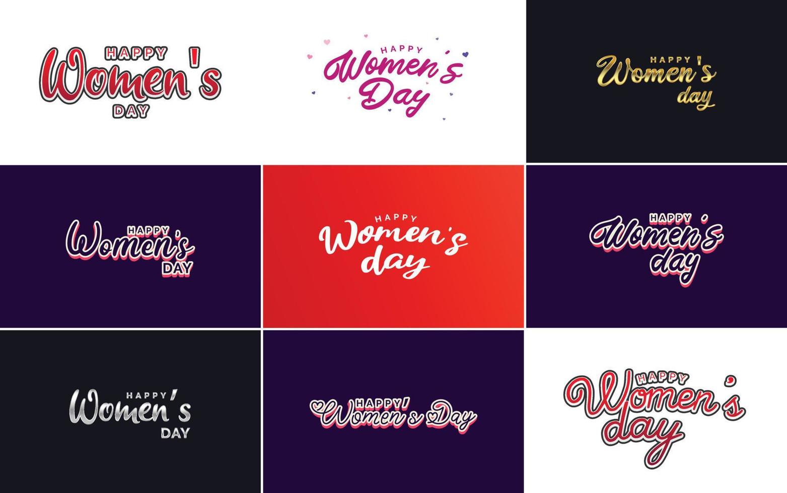 Abstract Happy Women's Day logo with a heart vector design in pink. red. and black colors