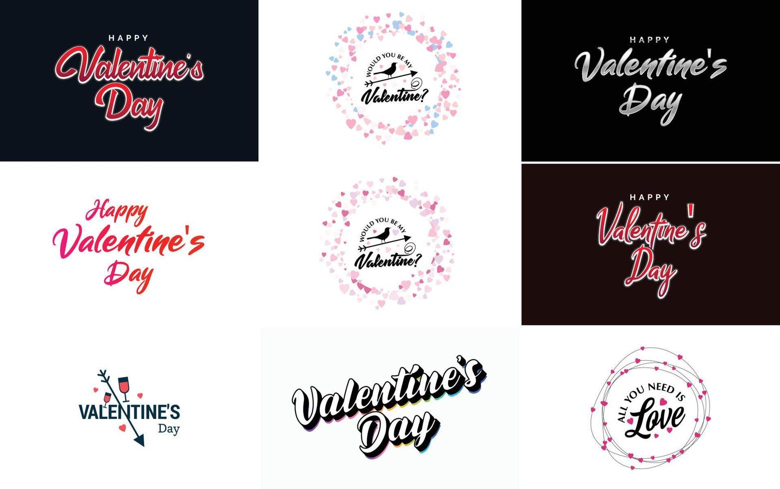 Love and Valentine's hand-drawn lettering with a heart design. Suitable for use as a Valentine's Day greeting or in romantic designs vector