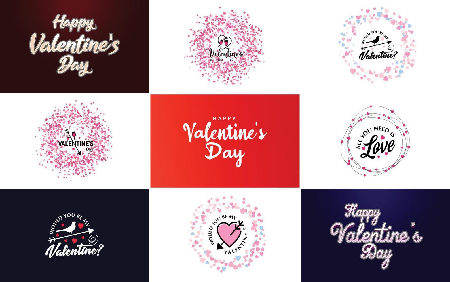 Love and Valentine's hand-drawn lettering with a heart design. Suitable for use as a Valentine's Day greeting or in romantic designs vector