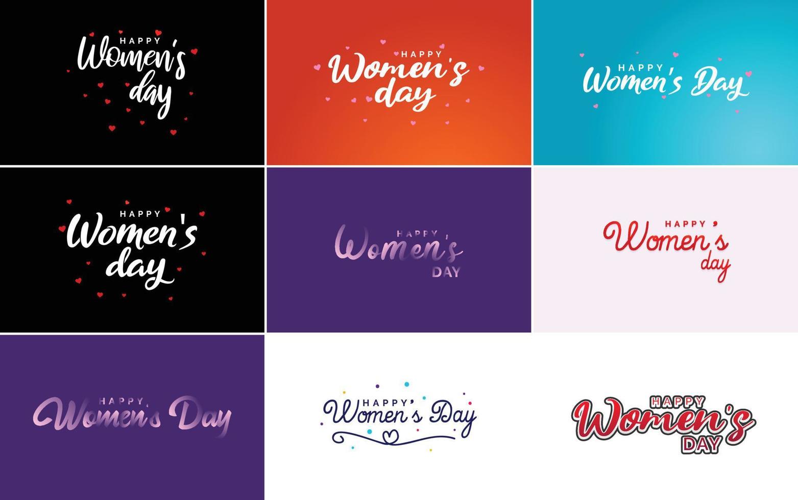 Set of cards with International Women's Day logo and a bright. colorful design vector