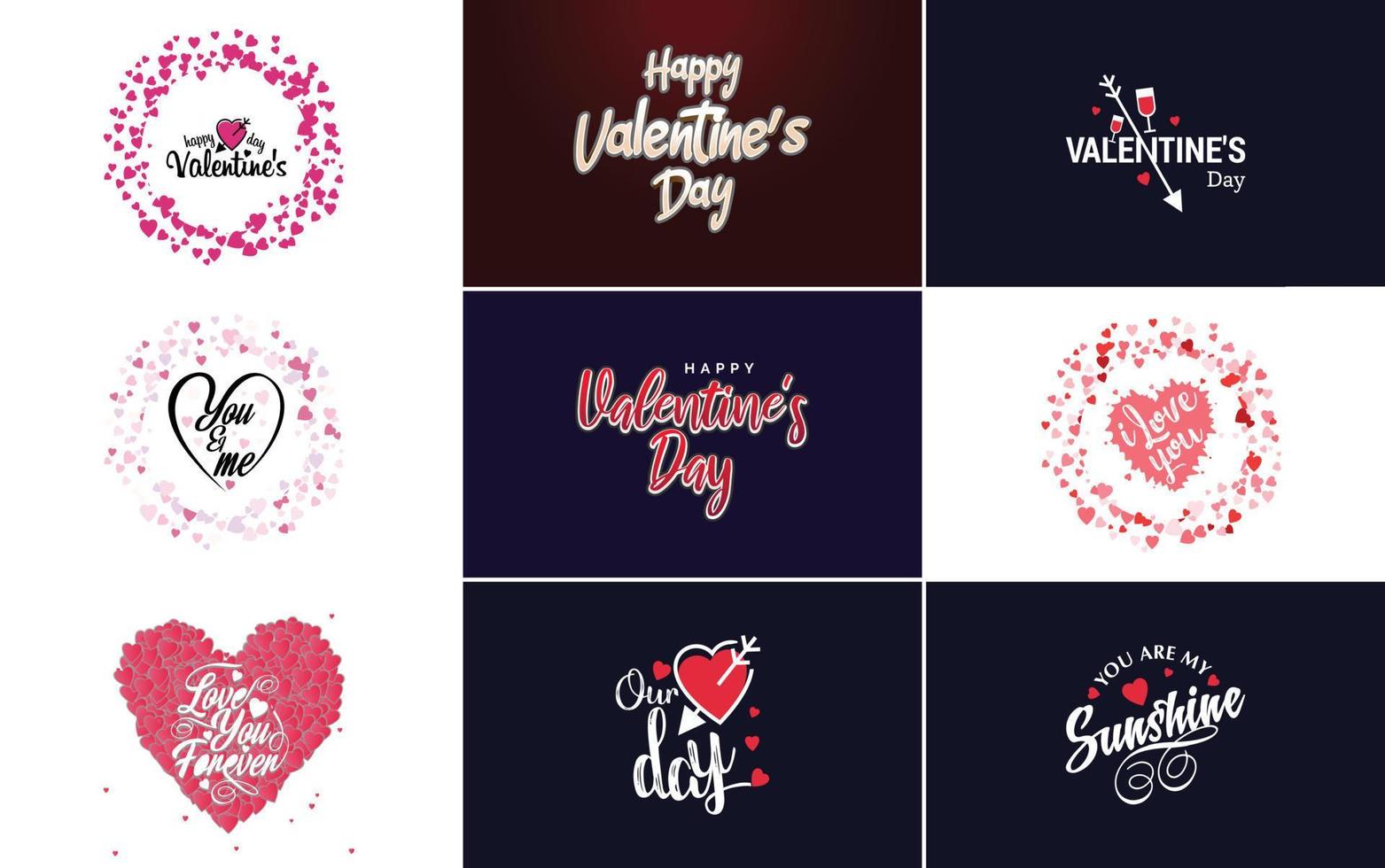 Happy Valentine's Day typography poster with handwritten calligraphy text. isolated on white background vector illustration