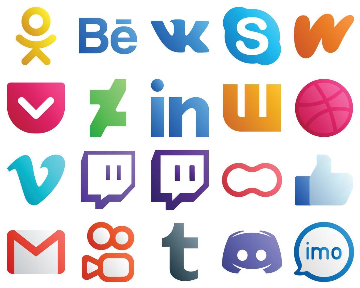 20 Professional Gradient Social Media Icons such as mothers. twitch. deviantart. video and dribbble icons. High quality and creative vector