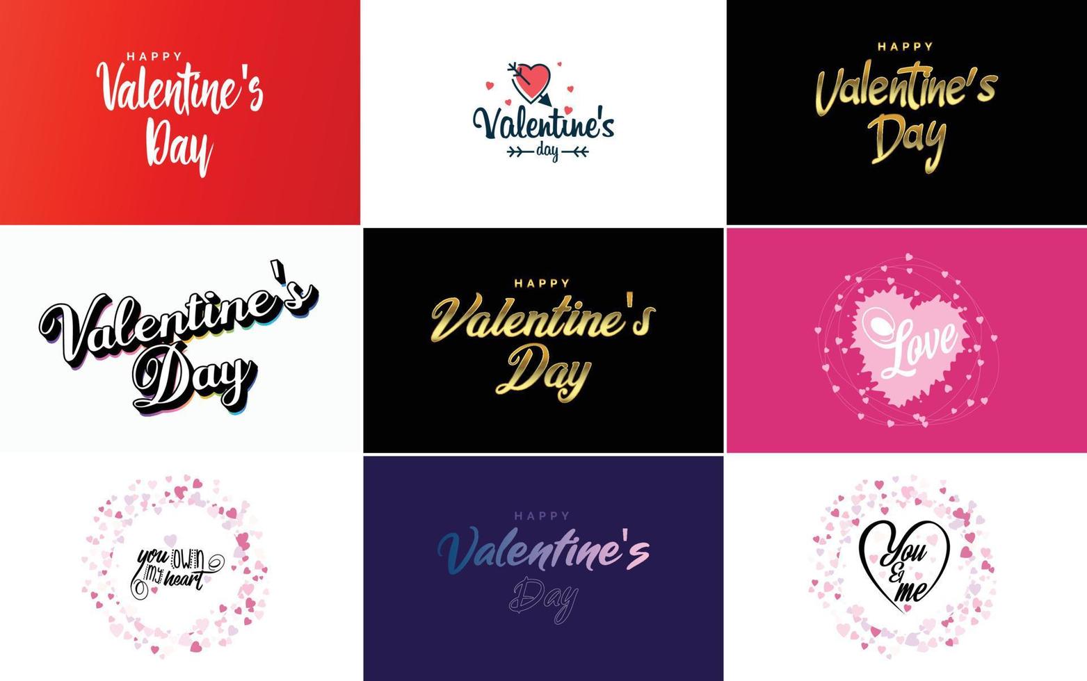 Happy Valentine's Day hand lettering calligraphy text and hearts vector