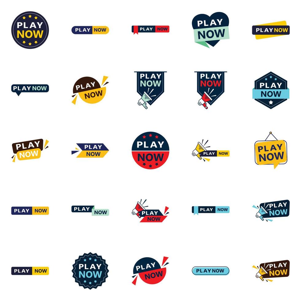 Make a Big Impact with Our Pack of 25 Play Now Banners vector