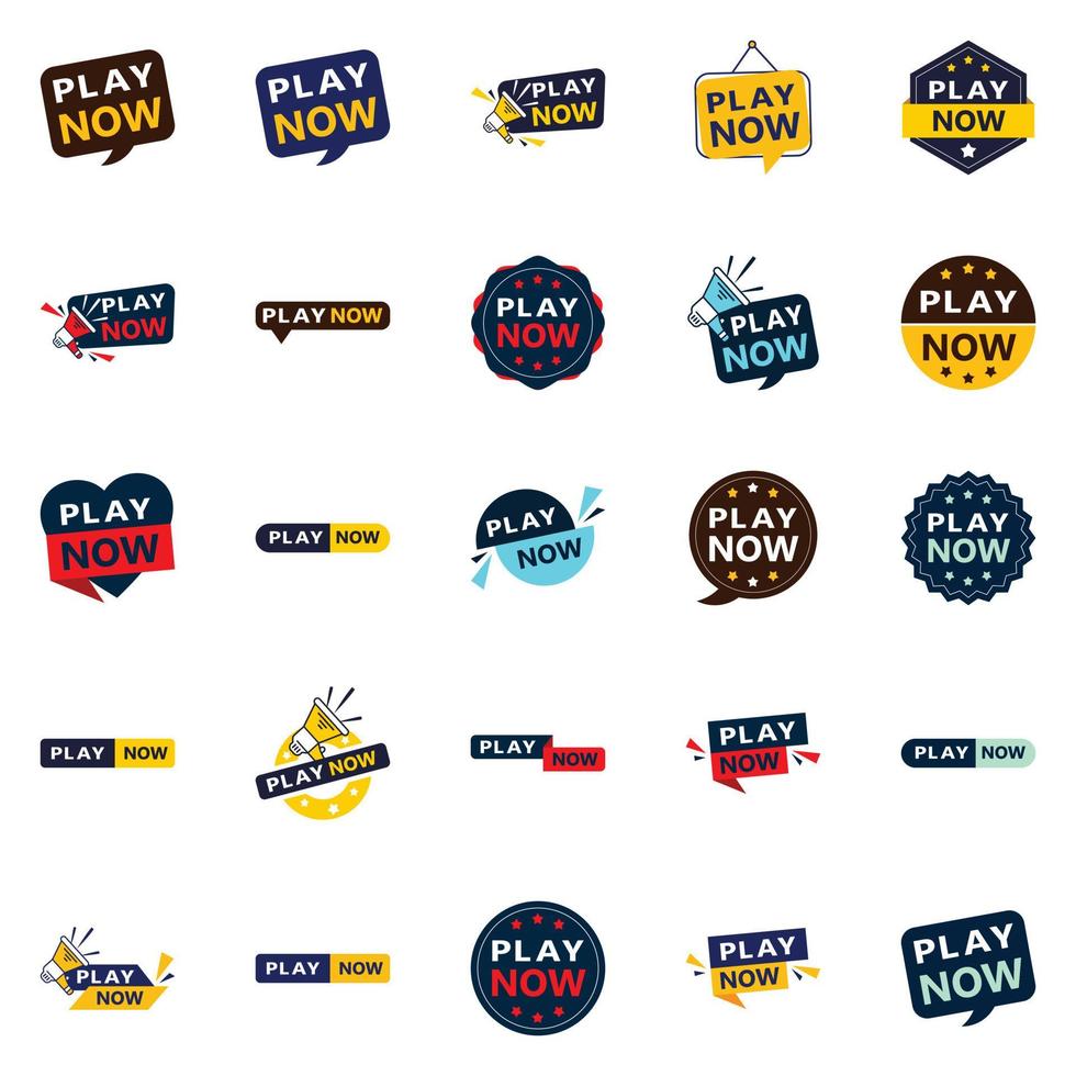 Get Your Customers Playing with Our Pack of 25 Play Now Banners vector